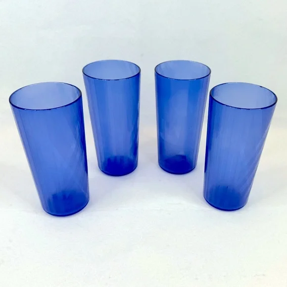 4 Vintage Tupperware Tumbler Cups Jazzy Celebration #2663A-7 Royal Blue Set 3 - Picture 1 of 9